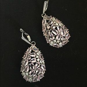 Sterling & Pink Kunzite chandelier earrings